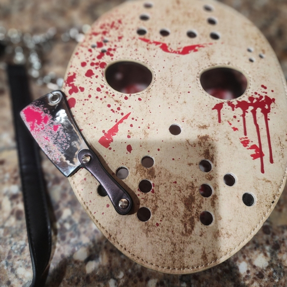 Dolls Kill Mask-Shaped Crossbody Bag in Cream and Red - Picture 3 of 11